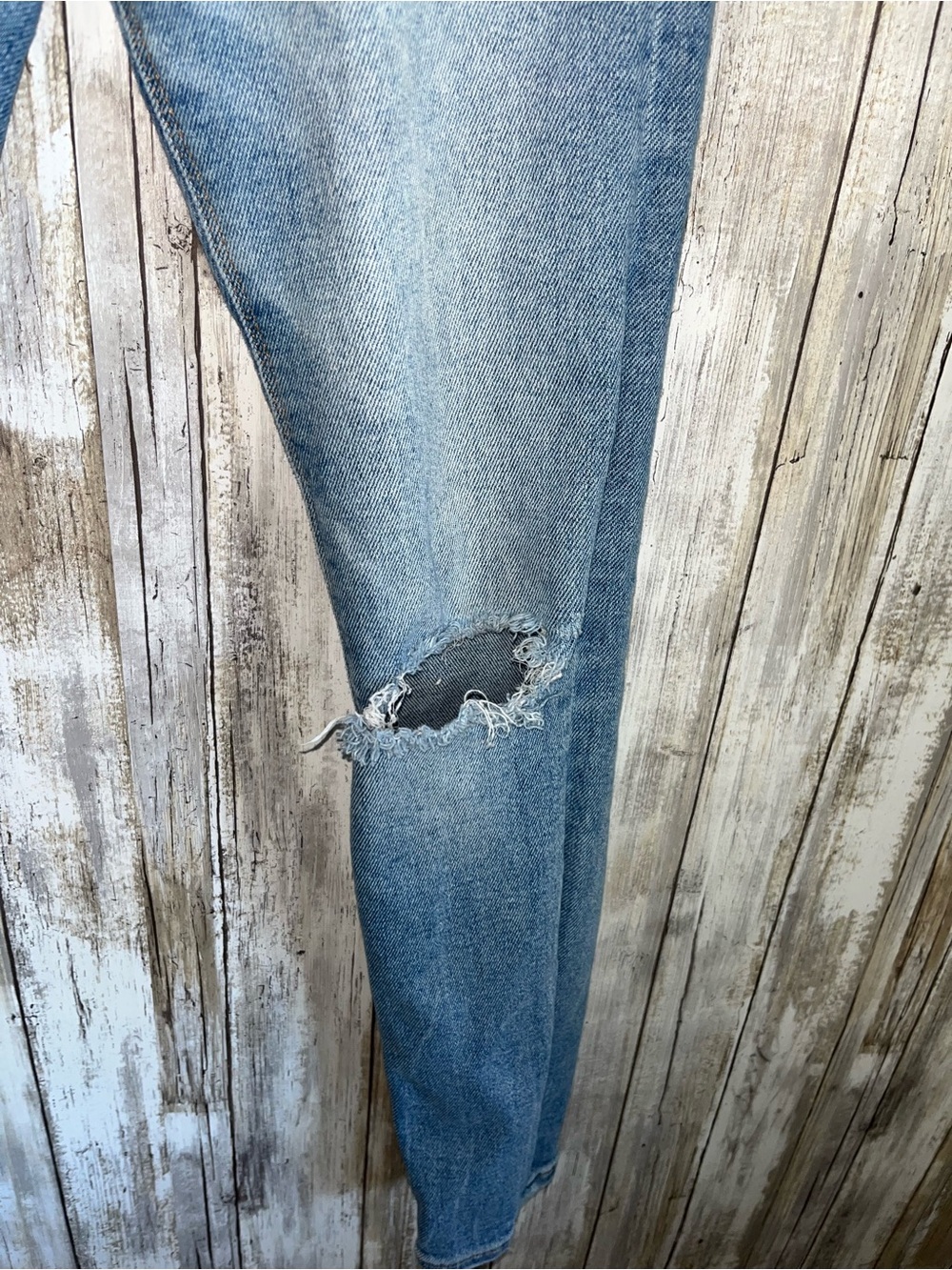 Zara High Rise Distressed Skinny Jeans Light Wash Raw Hem Size 4 - Picture 3 of 6